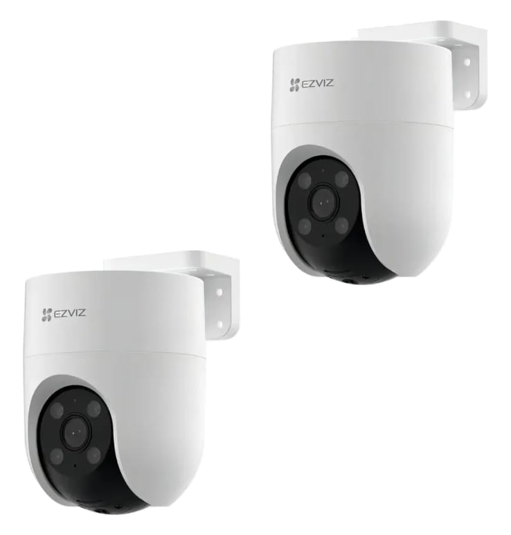 Dos cámaras Ezviz H8c de exterior con soporte de pared